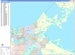 New Orleans Wall Map Color Cast Style 2024